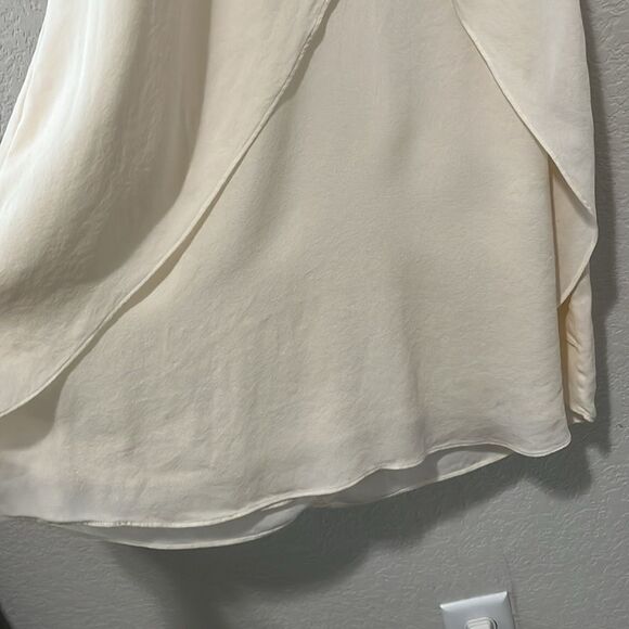 A.L.C White 100% Silk Cream Halter Mini Dress with Double Ruffle Layers, Size 8 - Picture 5 of 10